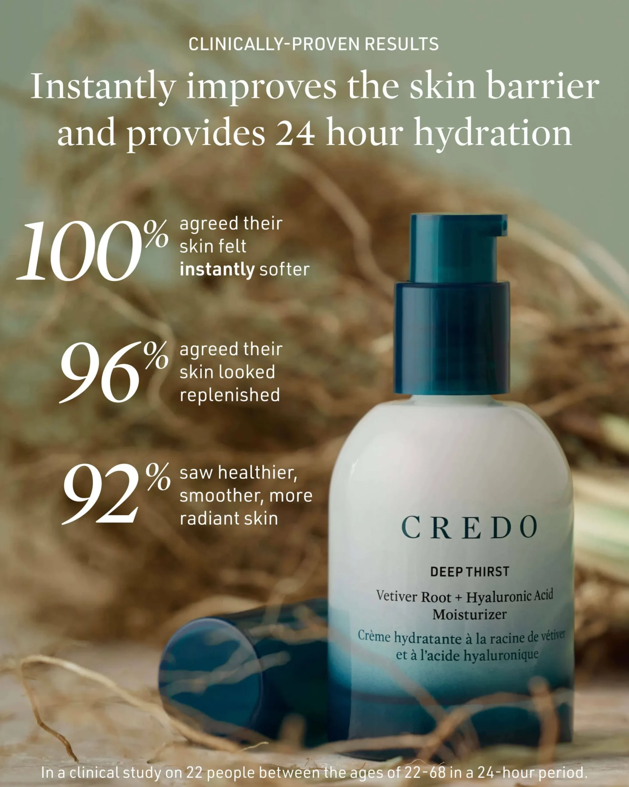 Deep Thirst Vetiver Root + Hyaluronic Acid Moisturizer for Dry Skin