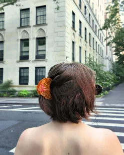 Hand Painted Croissant Claw Clip