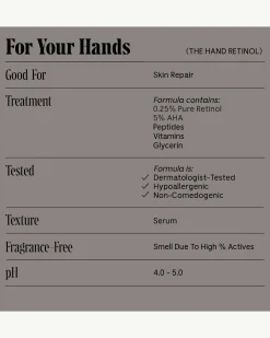 The Hand Retinol - Repair Treatment with 0.25% Pure Retinol + 5% AHA