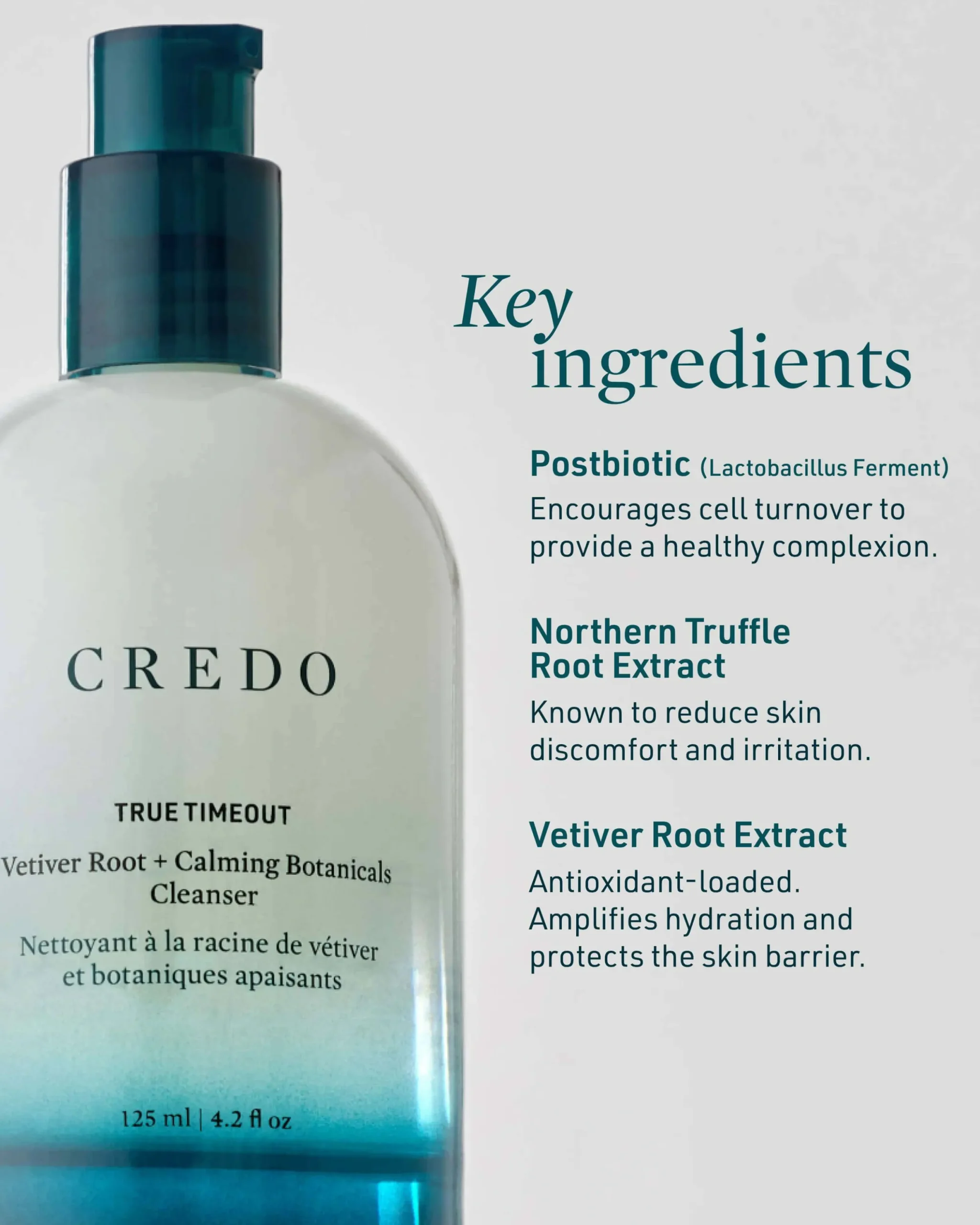 True Timeout Vetiver Root + Calming Botanicals Cleanser for Sensitive Skin