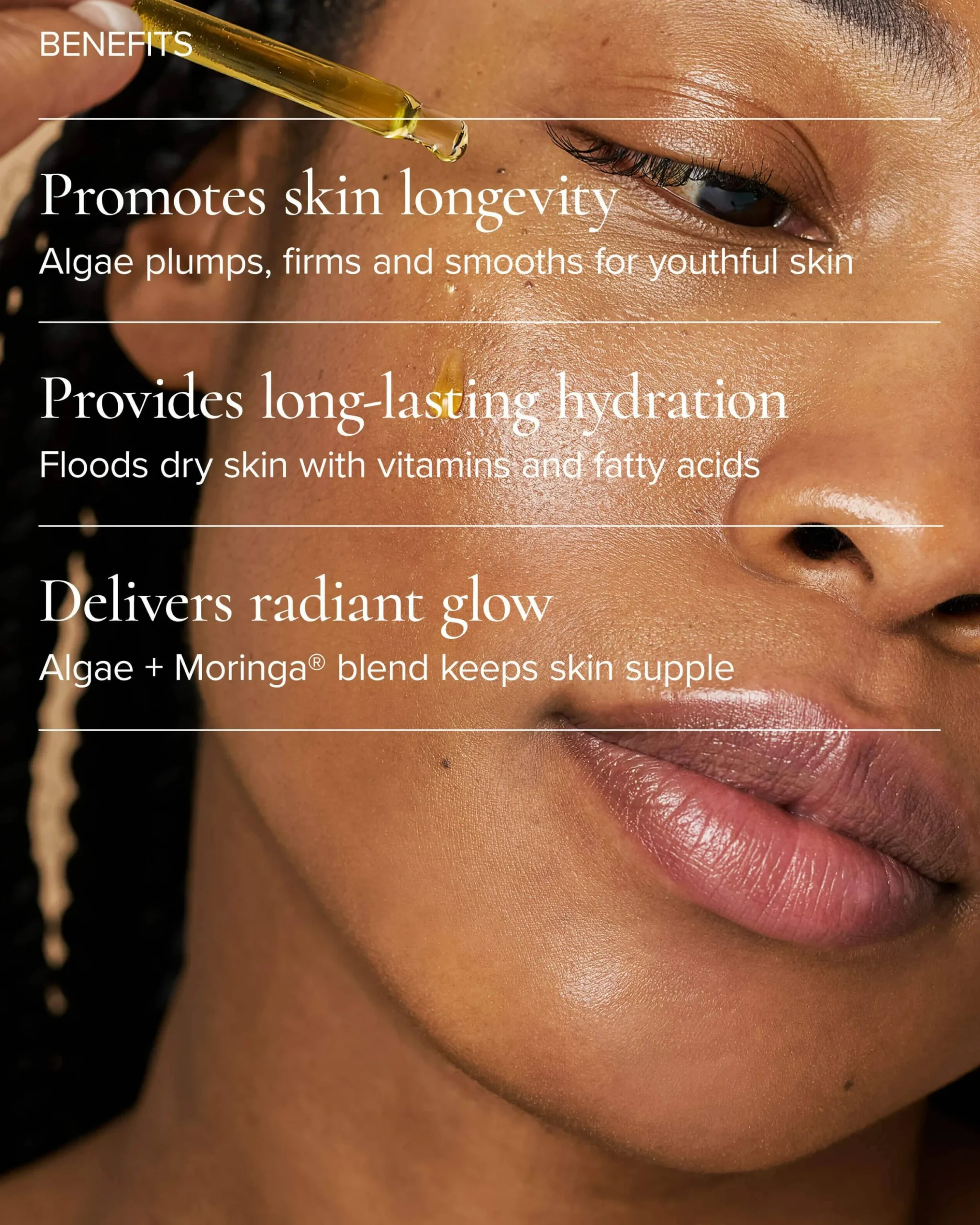 Universal Hydrating Face Oil for Anti-Aging and Glow with Algae + Moringa