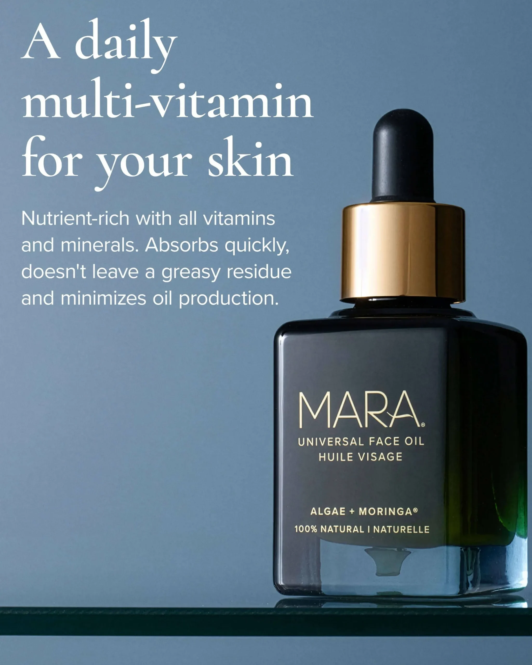 Universal Hydrating Face Oil for Anti-Aging and Glow with Algae + Moringa